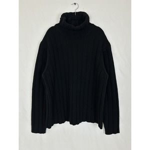 Heavy Men's Banana Republic Sweater Turtleneck Wide Rib Black Size XL VTG